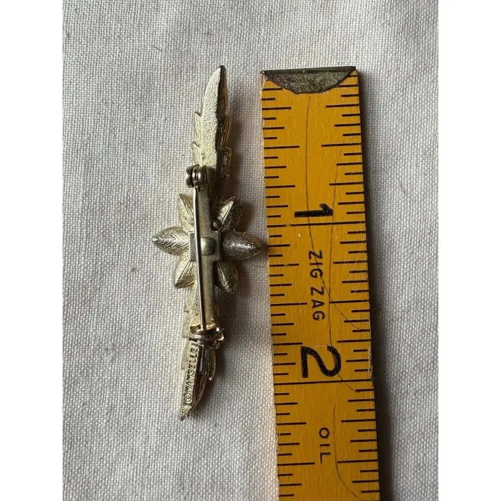 Vintage MAMSELLE Gold color Bar Brooch 2 